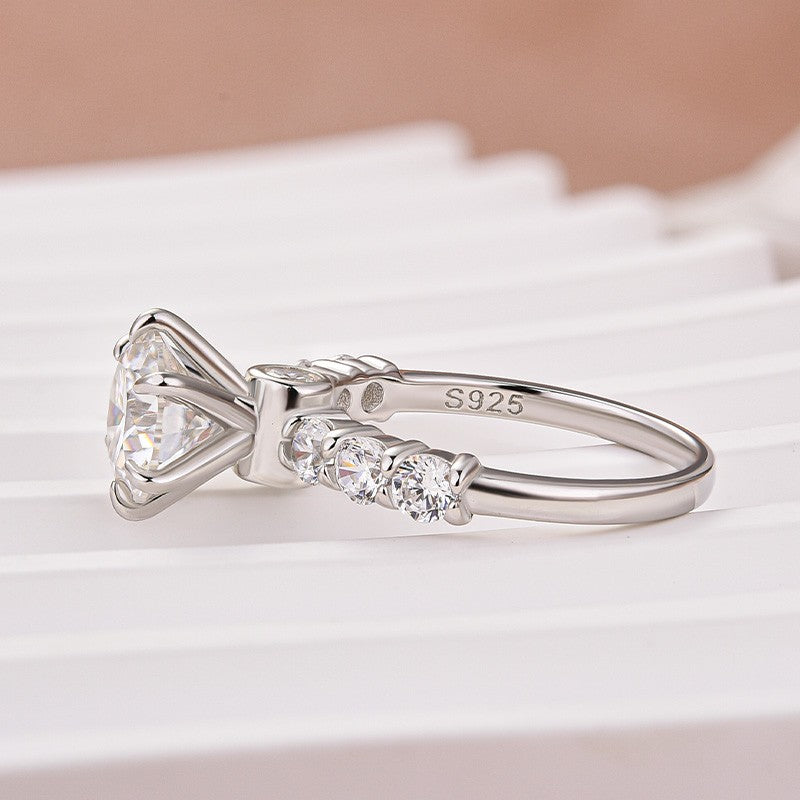 Moissanite 2.0 Ct 6 Prong Round Cut White Gold Engagement Ring
