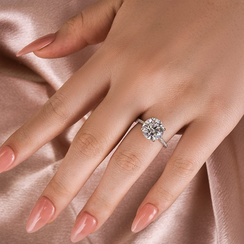 Moissanite 4.0 Ct Round White Gold Pave Engagement Ring
