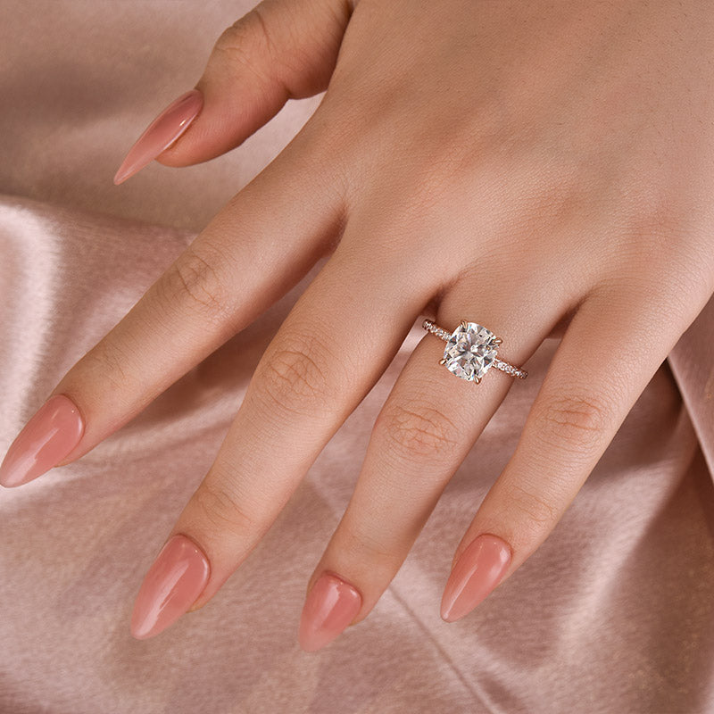 Rodiffy Moissanite 3.0 Ct Cushion Cut Rose Gold Engagement Ring For Women