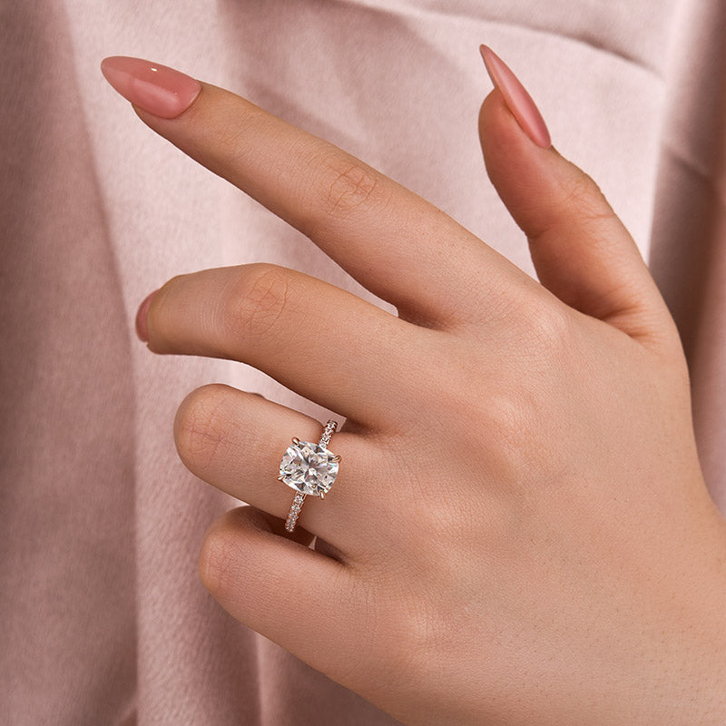Rodiffy Moissanite 3.0 Ct Cushion Cut Rose Gold Engagement Ring For Women