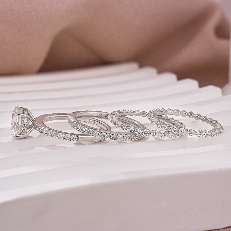 Moissanite 2.0Ct Round Cut White Gold Wedding Ring Set