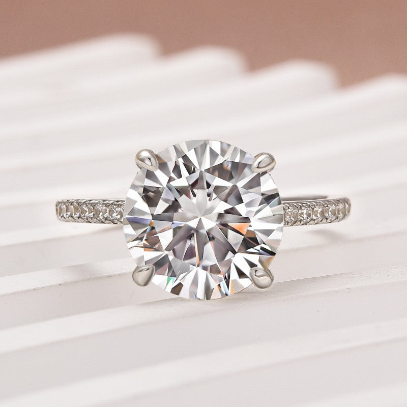 Moissanite 4.0 Ct Round White Gold Pave Engagement Ring