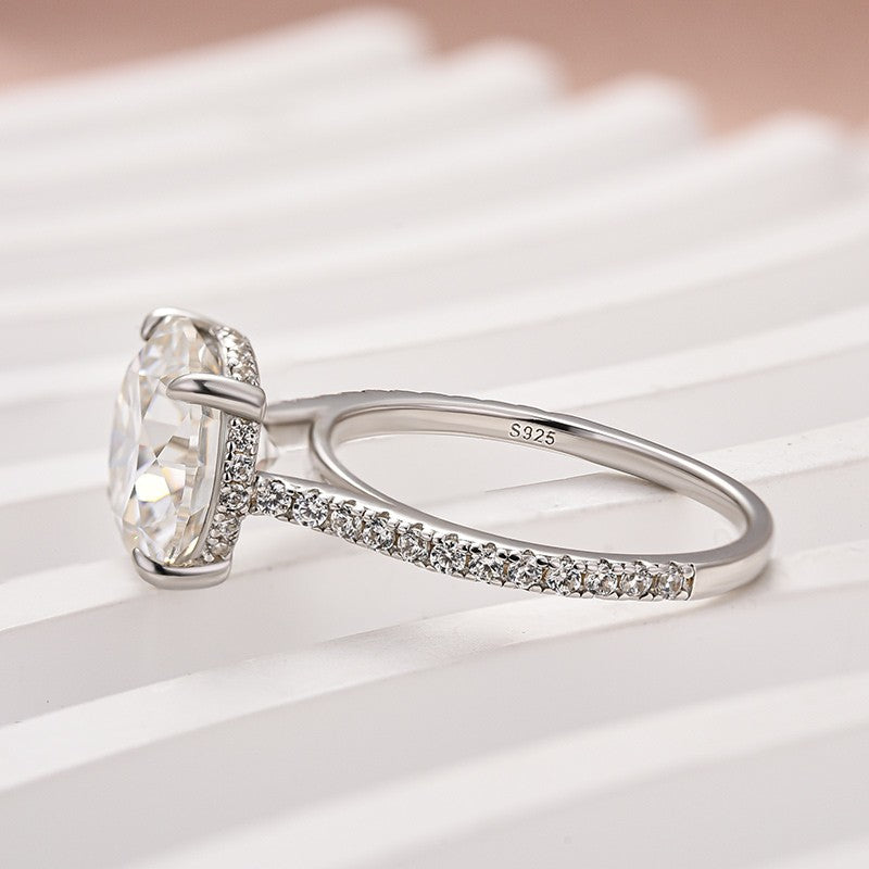 Moissanite 4.0 Ct Round White Gold Pave Engagement Ring