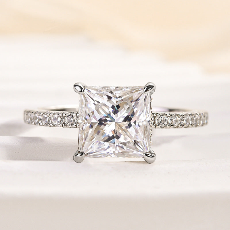 Rodiffy Moissanite 2.0 Ct Square Princess Cut Bridal Ring