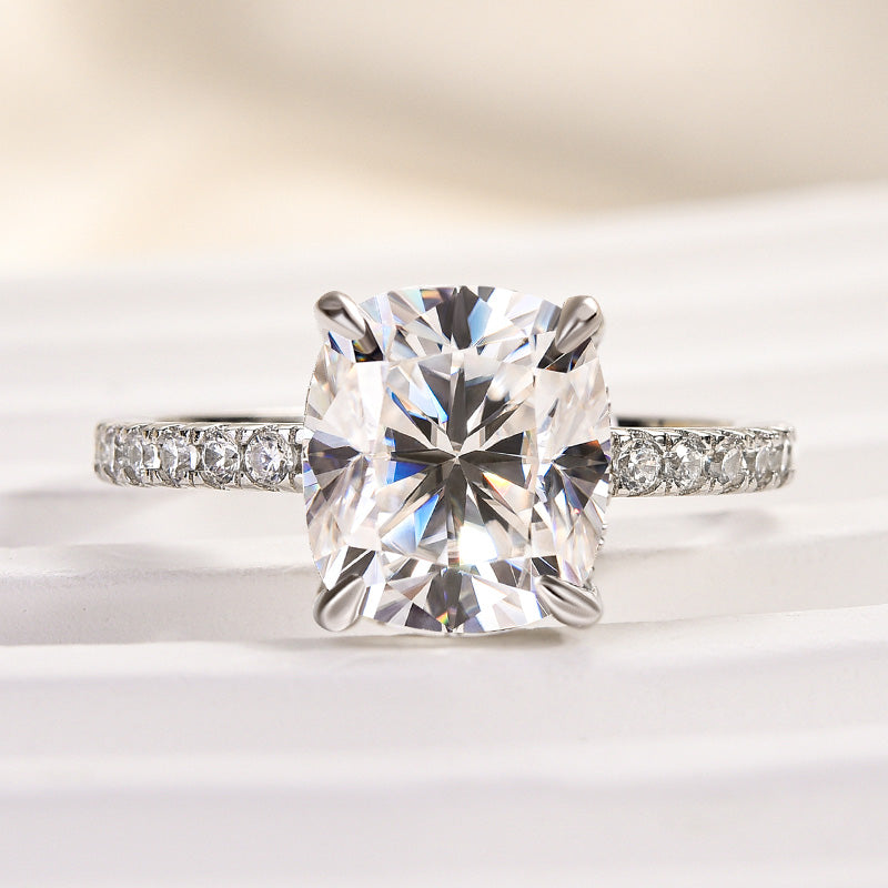 Rodiffy Moissanite 3.0 Ct Cushion Cut White Gold Engagement Ring For Women