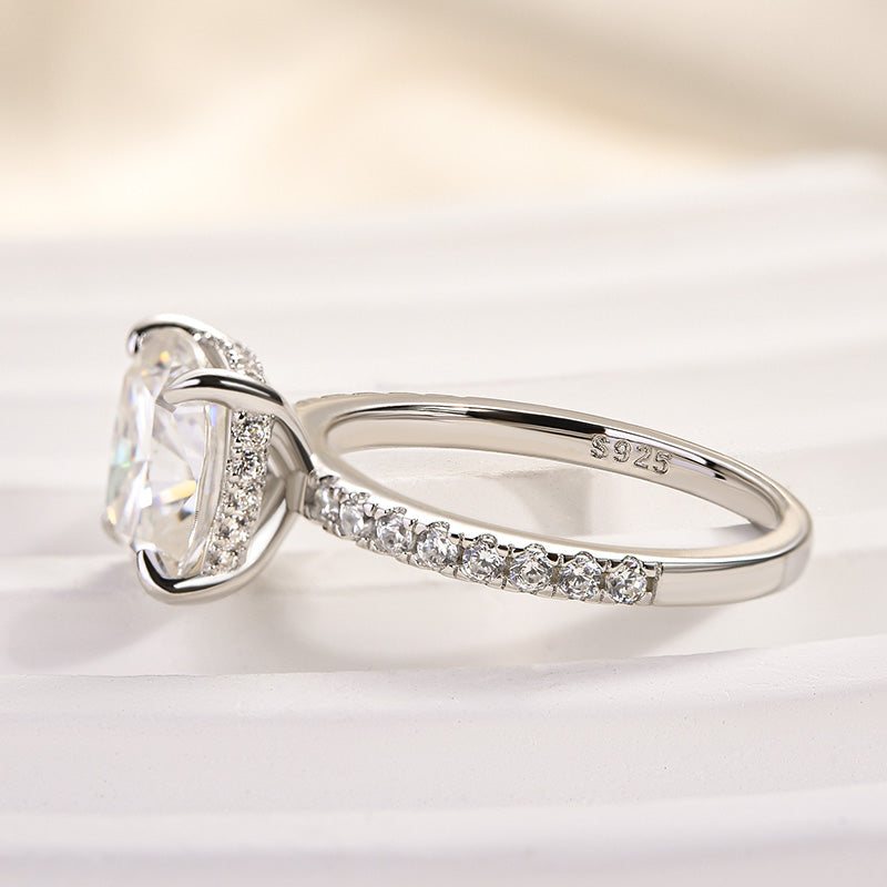 Rodiffy Moissanite 3.0 Ct Cushion Cut White Gold Engagement Ring For Women