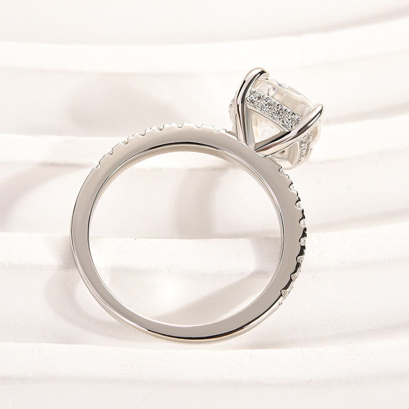 Rodiffy Moissanite 3.0 Ct Cushion Cut White Gold Engagement Ring For Women