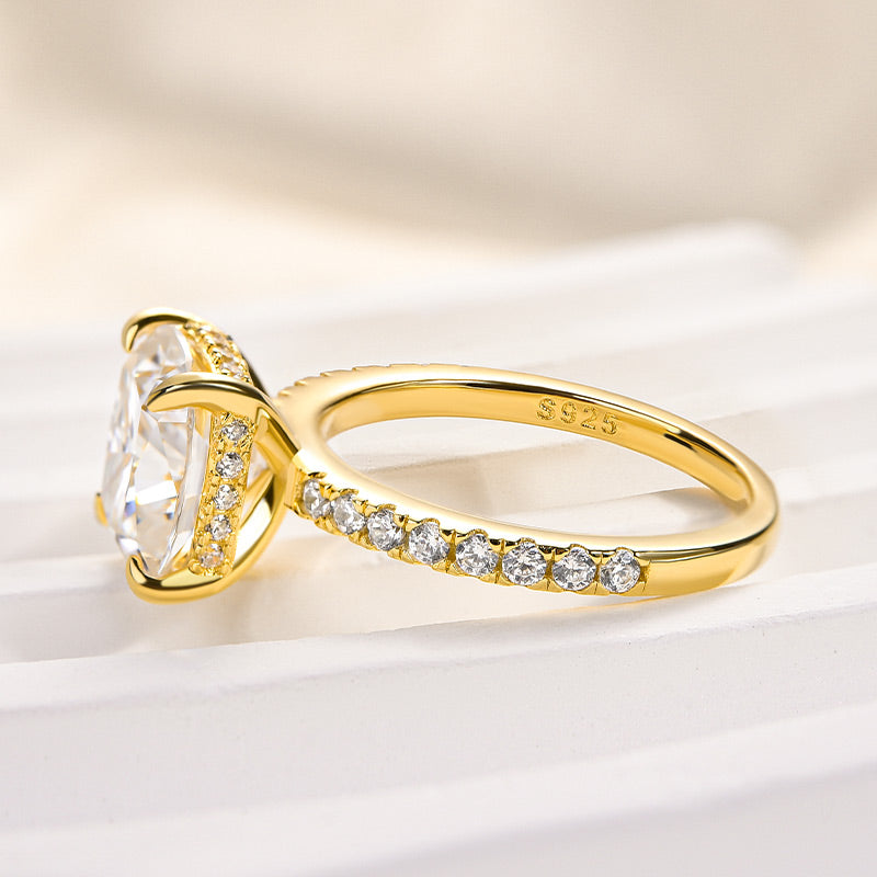 Rodiffy Moissanite 3.0 Ct Cushion Cut Yellow Gold Engagement Ring For Women