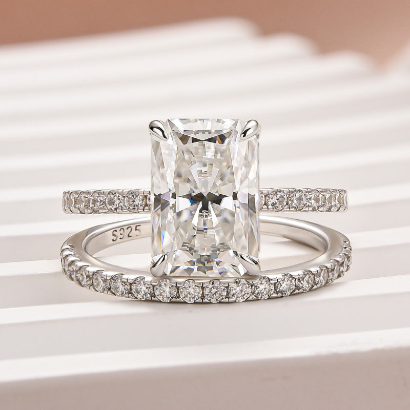 Rodiffy Moissanite 3.5 Ct Radiant Cut White Gold Wedding Ring For Women