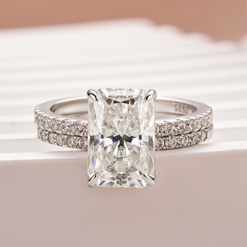 Rodiffy Moissanite 3.5 Ct Radiant Cut White Gold Wedding Ring For Women