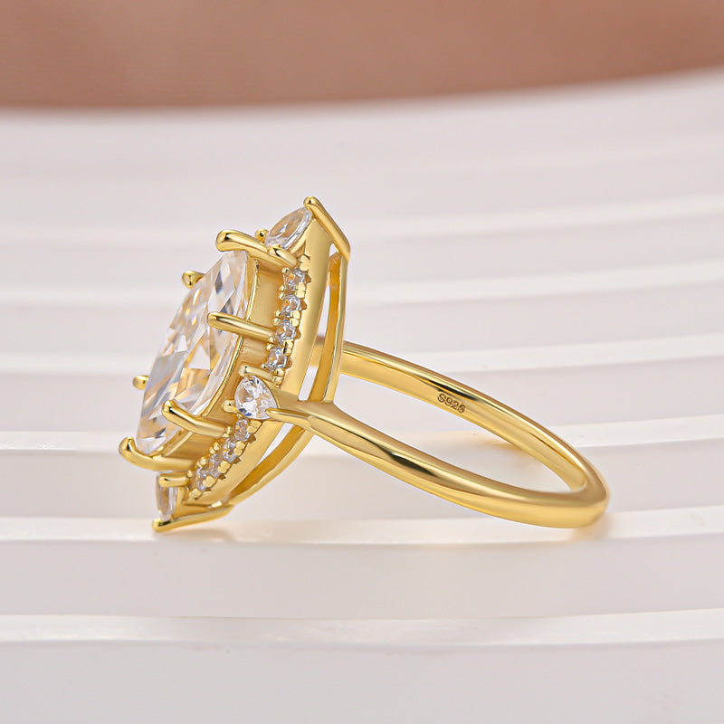 Vinatge Moissanite 2.0Ct Marquise Cut Halo Engagement Ring Travel Ring For Her
