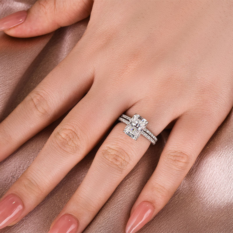 Rodiffy Moissanite 3.5 Ct Radiant Cut White Gold Wedding Ring For Women