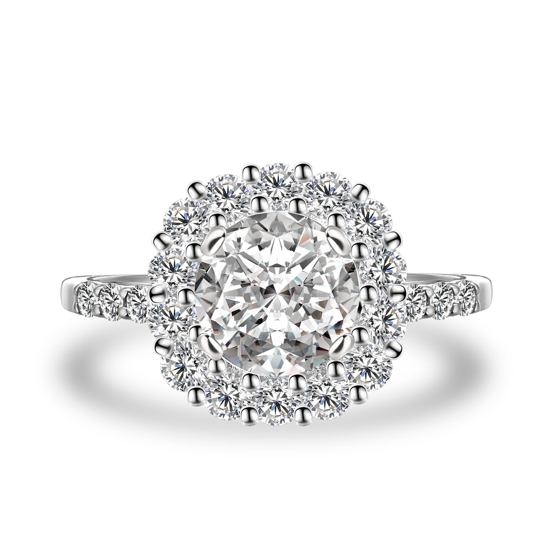 Moissanite 2.0 Ct Halo Round Cut White Gold Engagement Ring