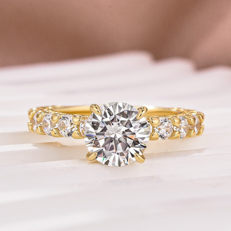 Moissanite 2.0 Ct Cut Down Pavé Engagement Ring