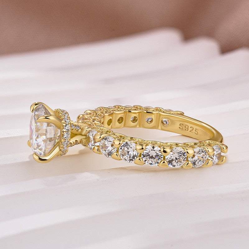 Moissanite 2.0 Ct Cut Down Pavé Engagement Ring