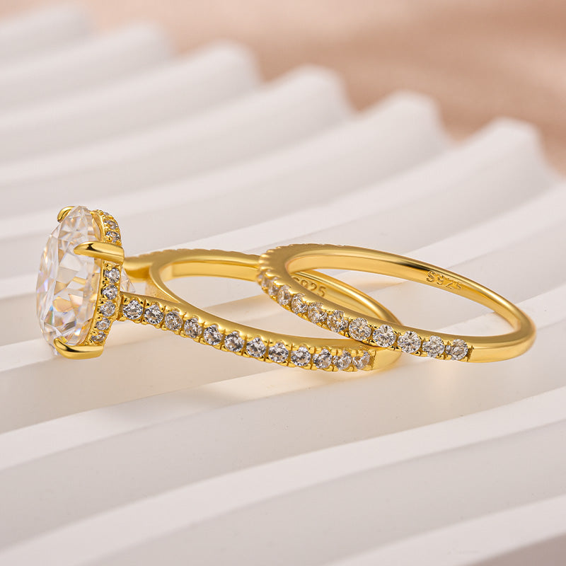 Rodiffy Moissanite 4.0 Ct Round Cut Yellow Gold Wedding Ring Set