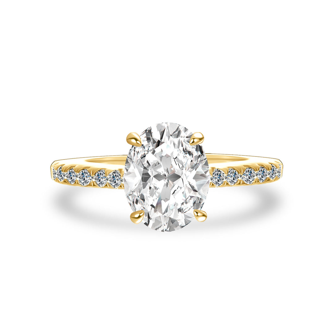 Moissanite 2.0 Ct Oval Cut Yellow Gold Promise Ring For Women