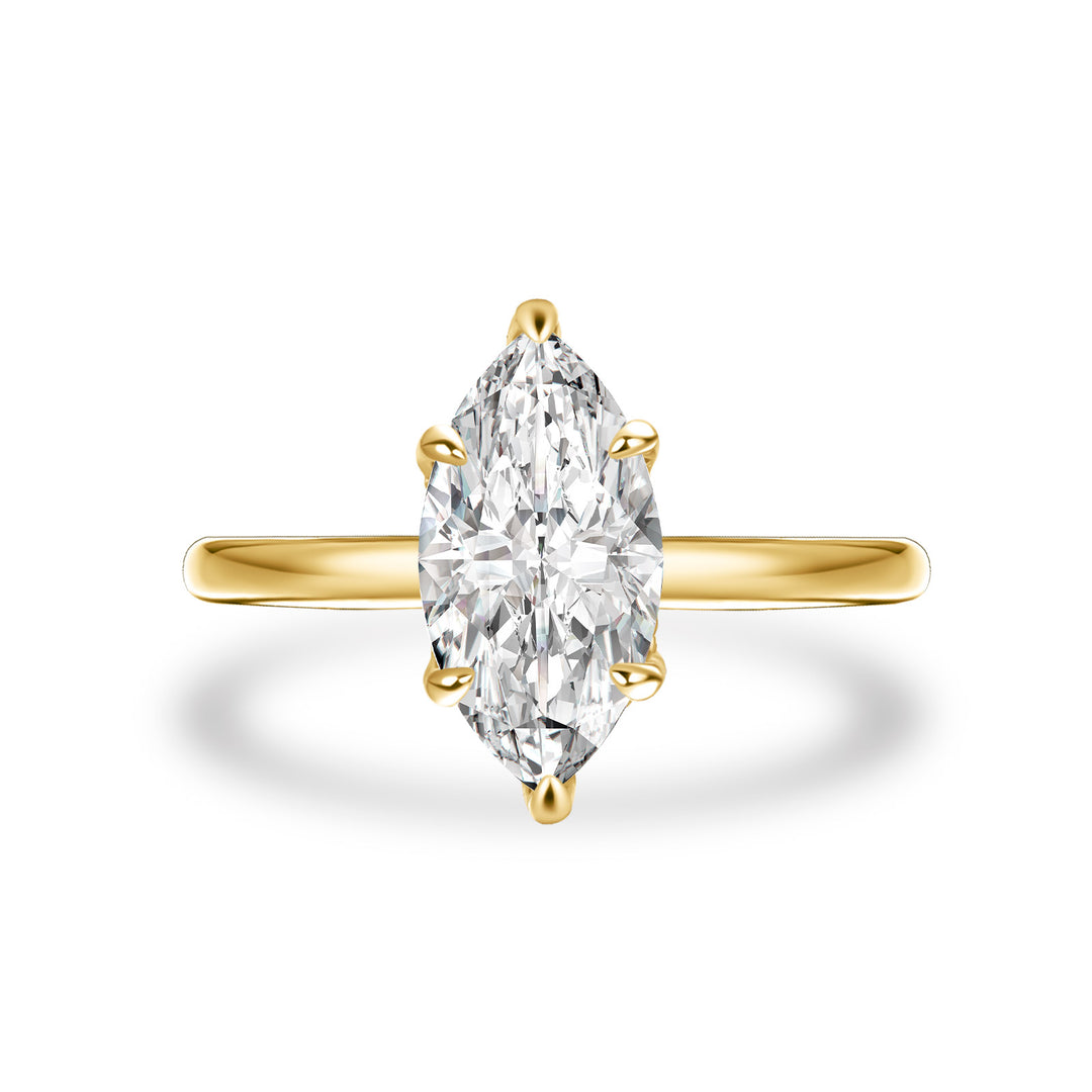 Moissanite 2.0 Ct Marquise Cut Solitaire Yellow Gold Promise Ring For Women