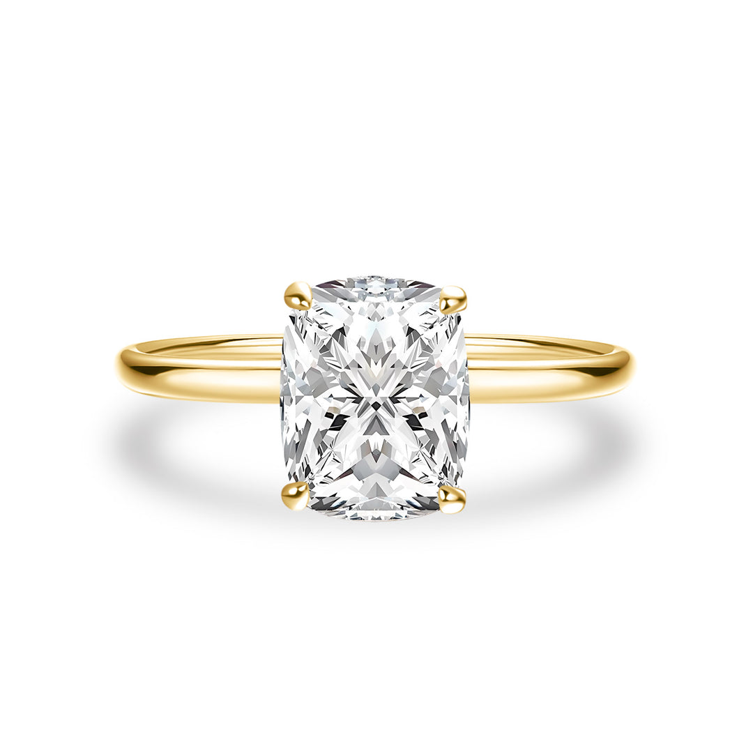 Moissanite 2.5 Ct Cushion Cut Solitaire Yellow Gold Promise Ring For Women