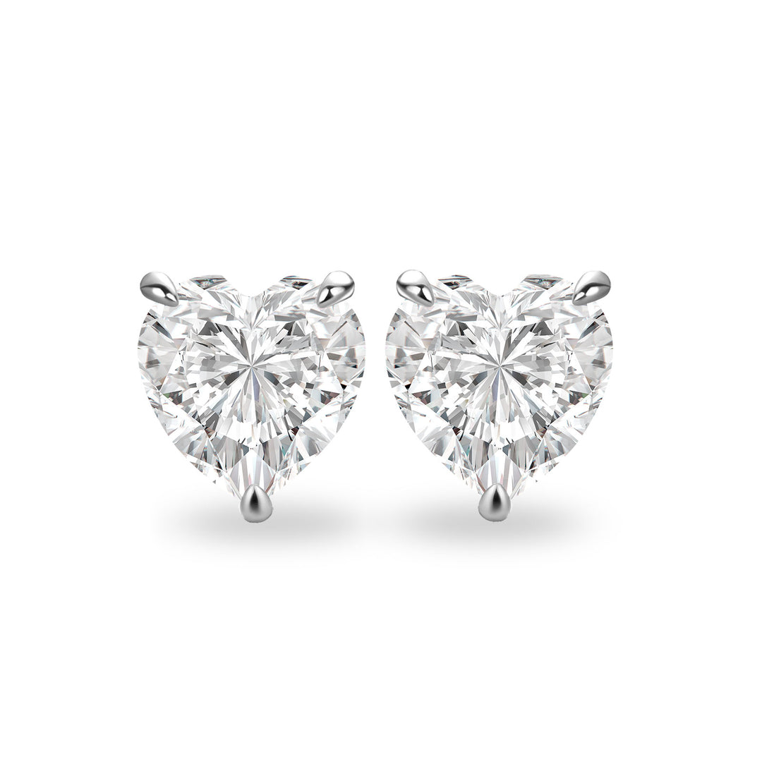 Moissanite 1.2Ct Heart Cut White Gold Stud Earrings In Sterling Silver