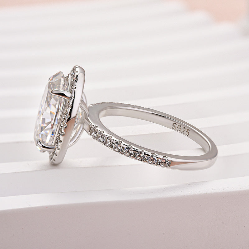 Rodiffy Moissanite 4.0 Ct Oval Cut Halo White Gold Engagement Ring