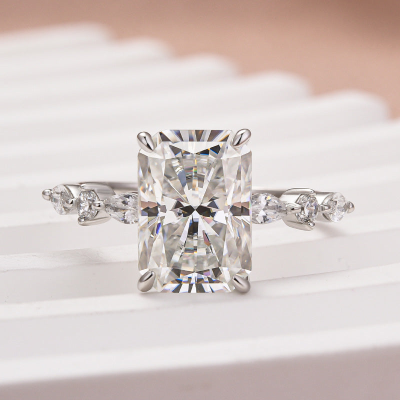Rodiffy Moissanite 3.5 Ct Radiant Cut White Gold Travel Ring For Women