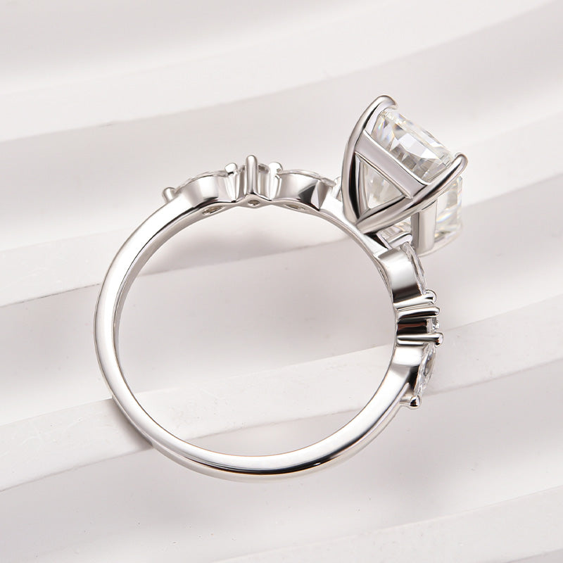 Rodiffy Moissanite 3.5 Ct Radiant Cut White Gold Travel Ring For Women
