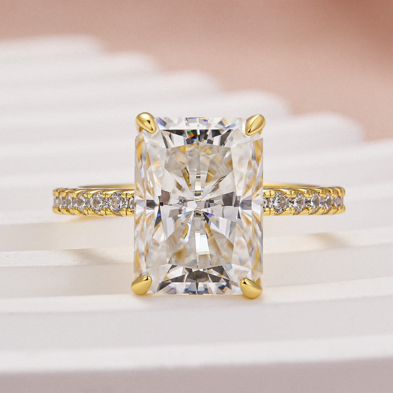 Rodiffy Moissanite 4.5Ct Radiant Cut Yellow Gold Travel Promise Ring