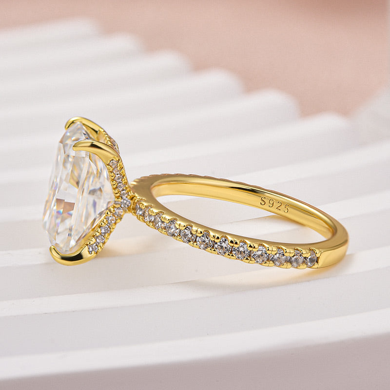 Rodiffy Moissanite 4.5Ct Radiant Cut Yellow Gold Travel Promise Ring