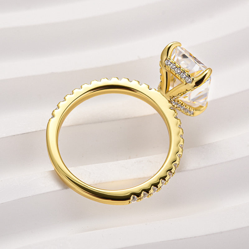 Rodiffy Moissanite 4.5Ct Radiant Cut Yellow Gold Travel Promise Ring
