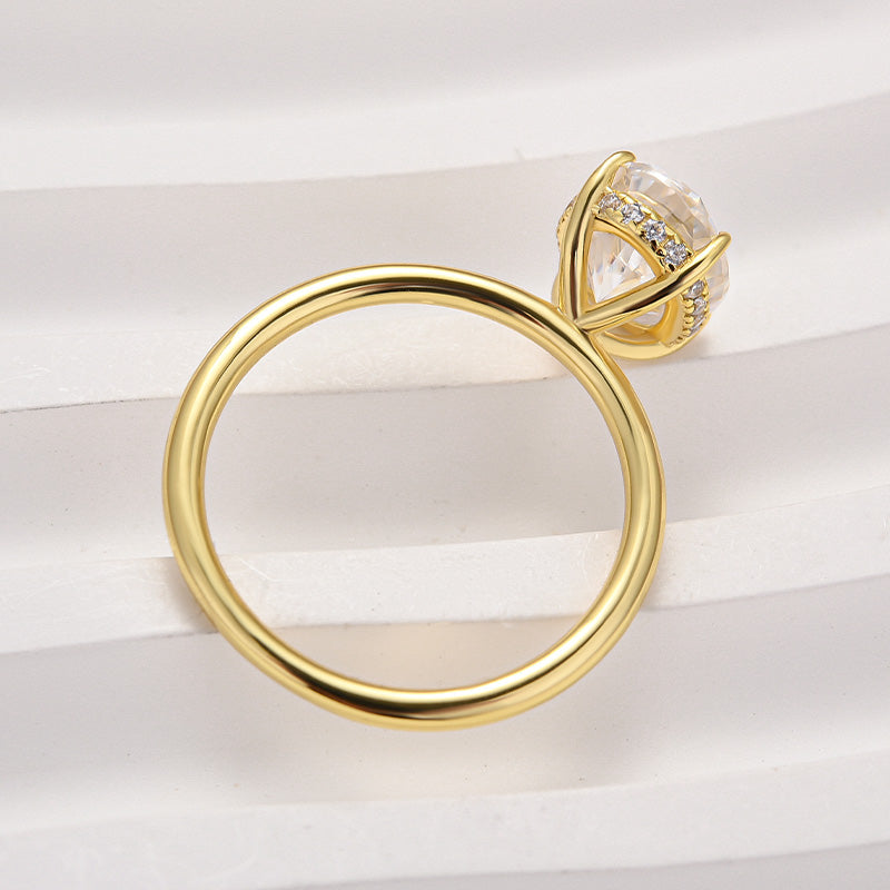 Rodiffy Moissanite 2.0 Ct Solitaire Oval Cut Yellow Gold Promise Ring