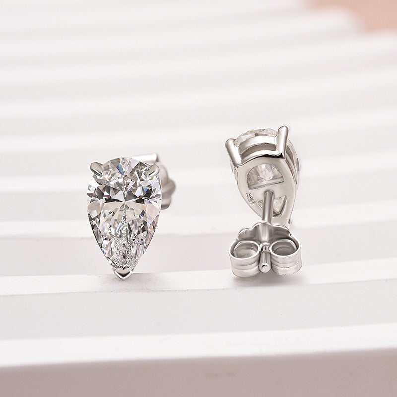 Rodiffy Moissanite 1.0 Ct Diamond White Gold Pear Stud Earrings