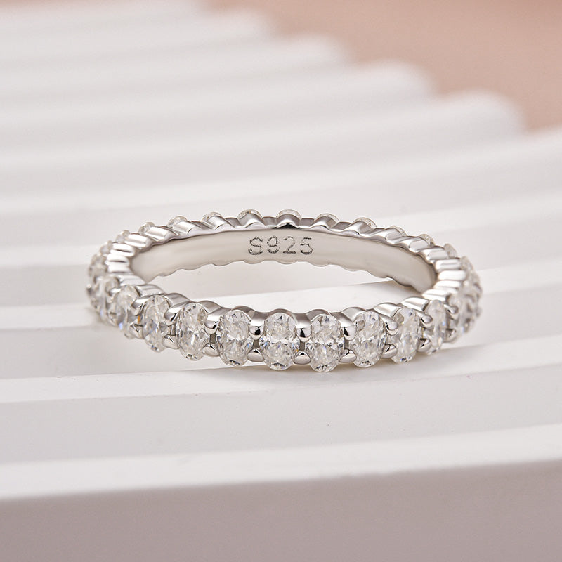 Rodiffy Moissanite 3.0 Ct Oval Cut Full Wedding Band for Women