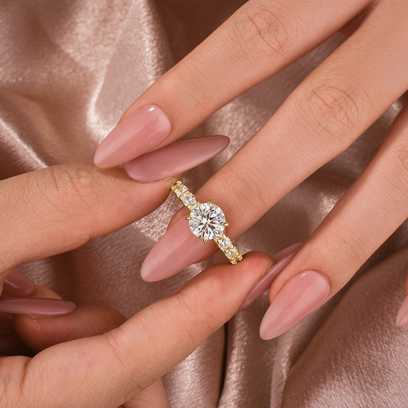 Moissanite 2.0 Ct Cut Down Pavé Engagement Ring