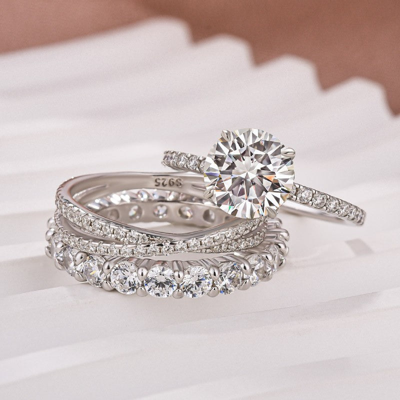 2.0 Ct Round Cut Moissanite Diamond Wedding Ring with Twist Bands