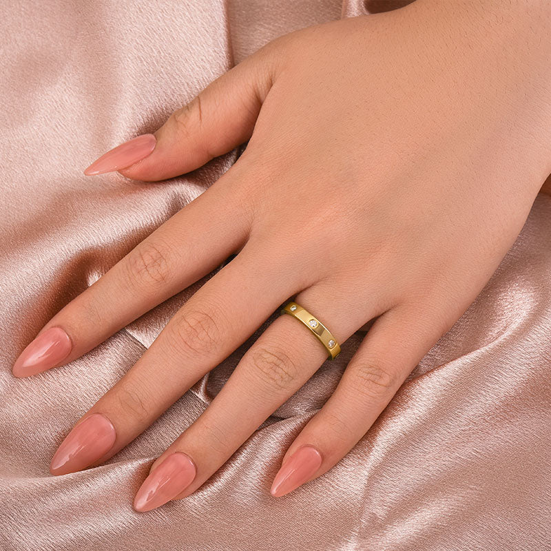Rodiffy Moissanite Round Cut Yellow Gold Wide Wedding Band