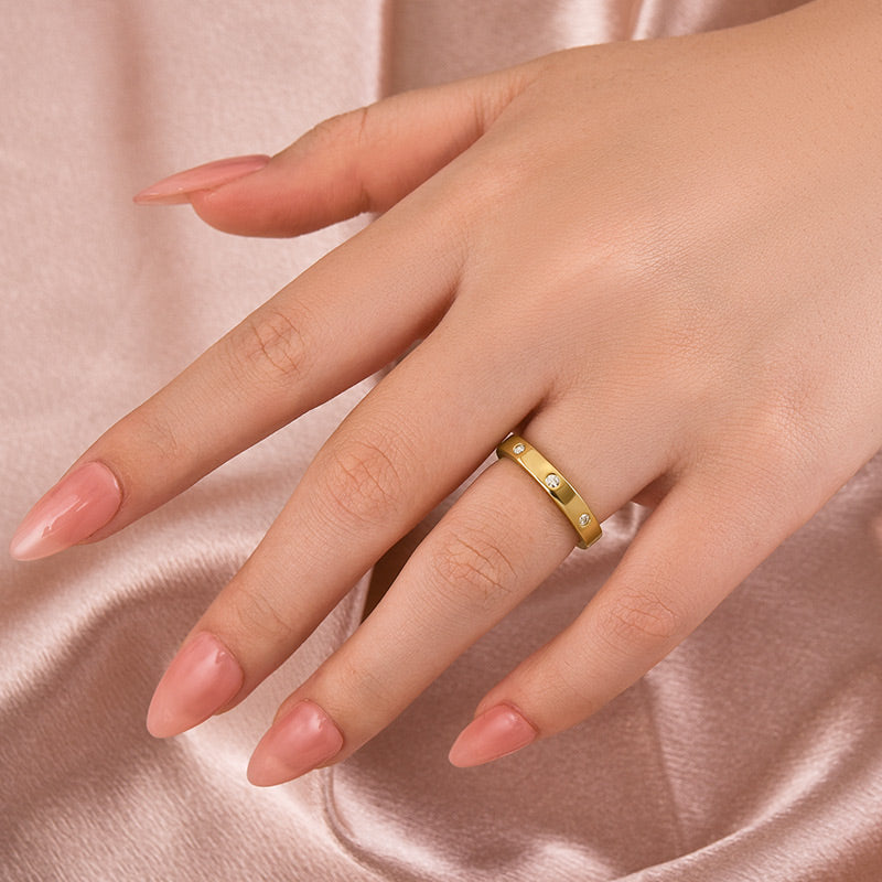 Rodiffy Moissanite Round Cut Yellow Gold Wide Wedding Band
