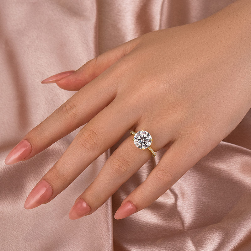 Rodiffy Moissanite 4.0 Ct Round Yellow Gold Engagement Ring