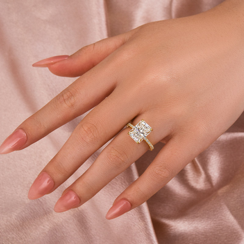 Rodiffy Moissanite 4.5Ct Radiant Cut Yellow Gold Travel Promise Ring