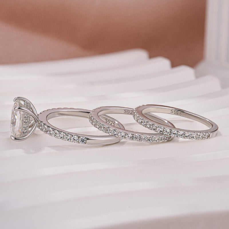 2.0 Ct Princess Cut Pavé White Gold Moissanite Diamond Wedding Ring