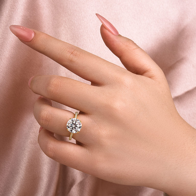 Rodiffy Moissanite 4.0 Ct Round Yellow Gold Engagement Ring