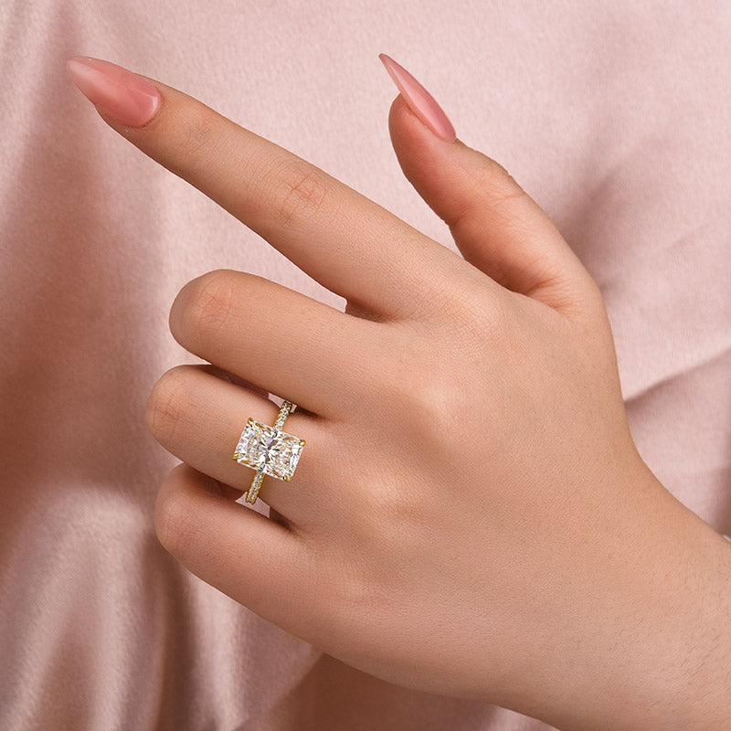 Rodiffy Moissanite 4.5Ct Radiant Cut Yellow Gold Travel Promise Ring