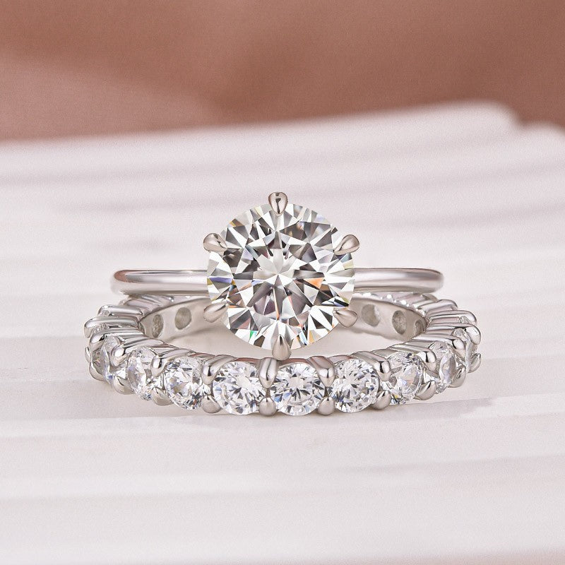 Solitaire 2.0 Ct 6 Prong Round Cut Moissanite Diamond Wedding Ring