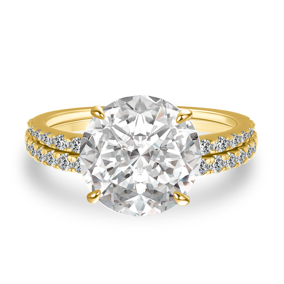Rodiffy Moissanite 4.0 Ct Round Cut Yellow Gold Wedding Ring Set