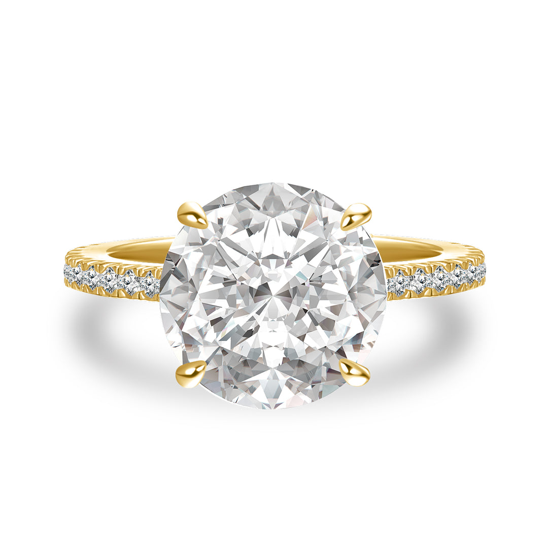Rodiffy Moissanite 4.0 Ct Round Yellow Gold Engagement Ring