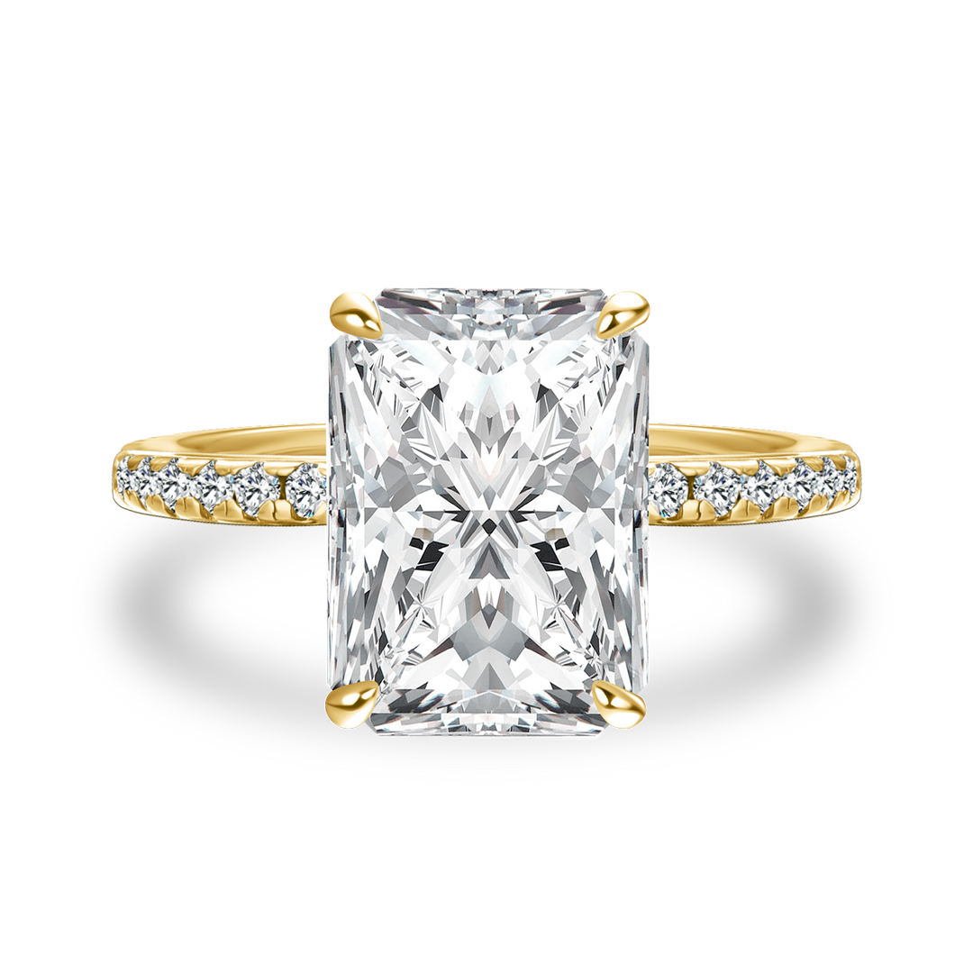 Rodiffy Moissanite 4.5Ct Radiant Cut Yellow Gold Travel Promise Ring