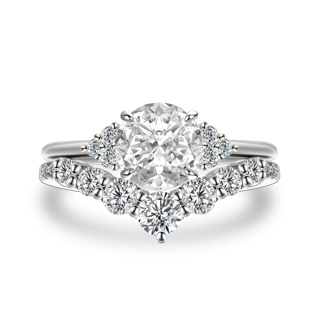 Rodiffy Moissanite 1.2 Ct Round Cut White Gold Wedding Ring Set