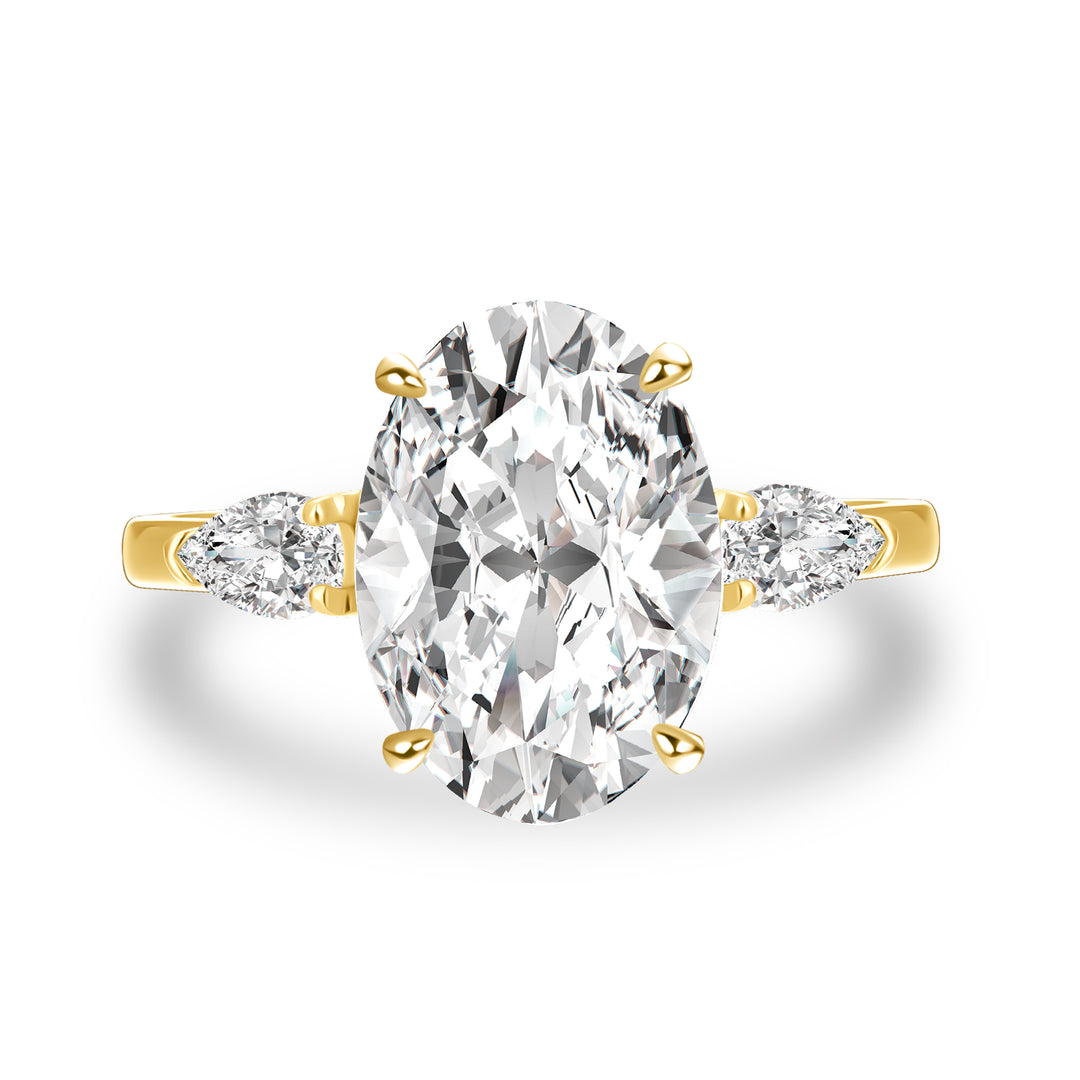 Rodiffy Moissanite 4.0 Ct Oval Cut Yellow Gold Promise Ring