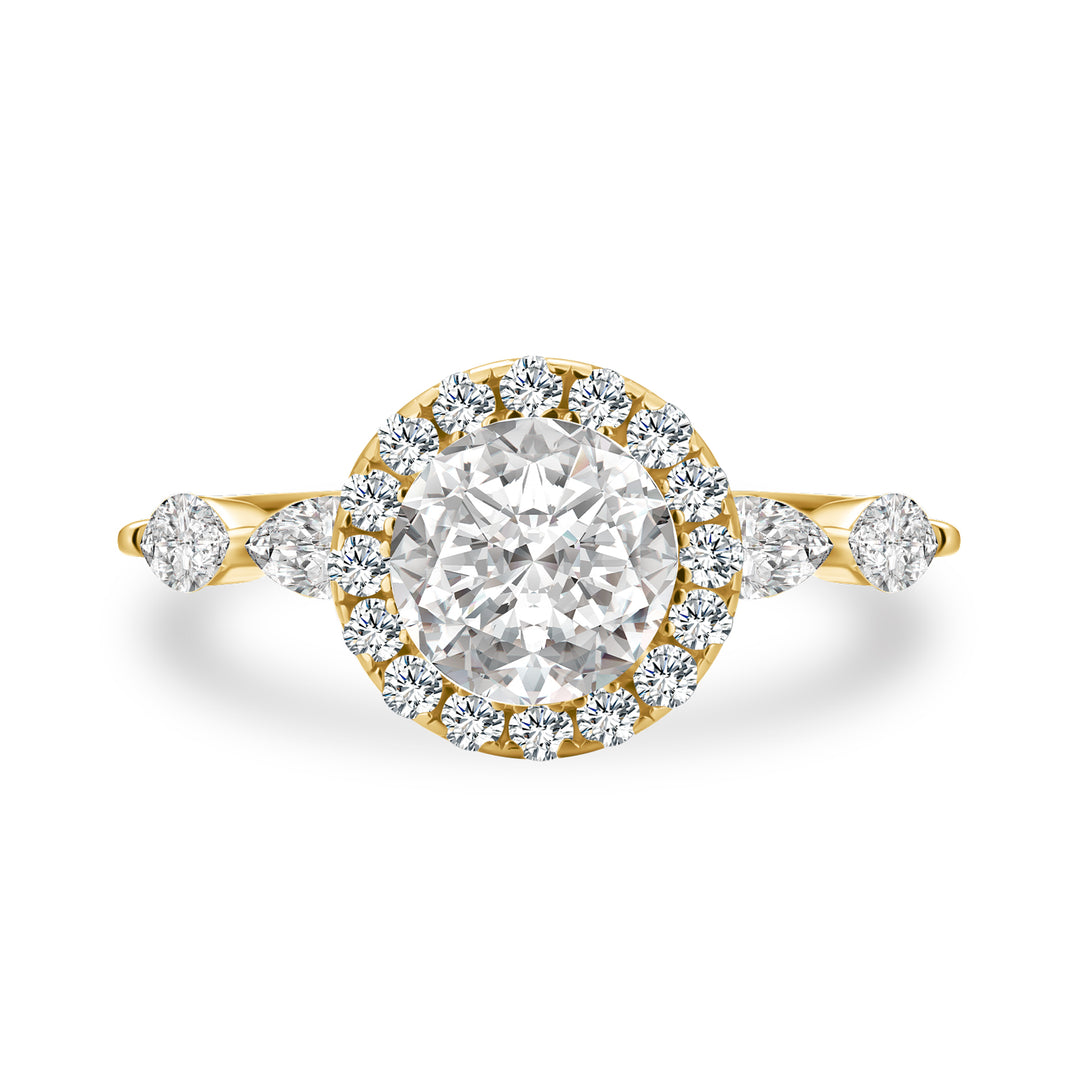 Rodiffy Moissanite 1.0 Ct Halo Round Cut Yellow Gold Promise Ring