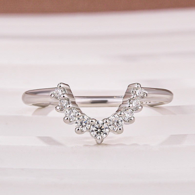 Moissanite 0.5Ct White Gold Contoured Ring